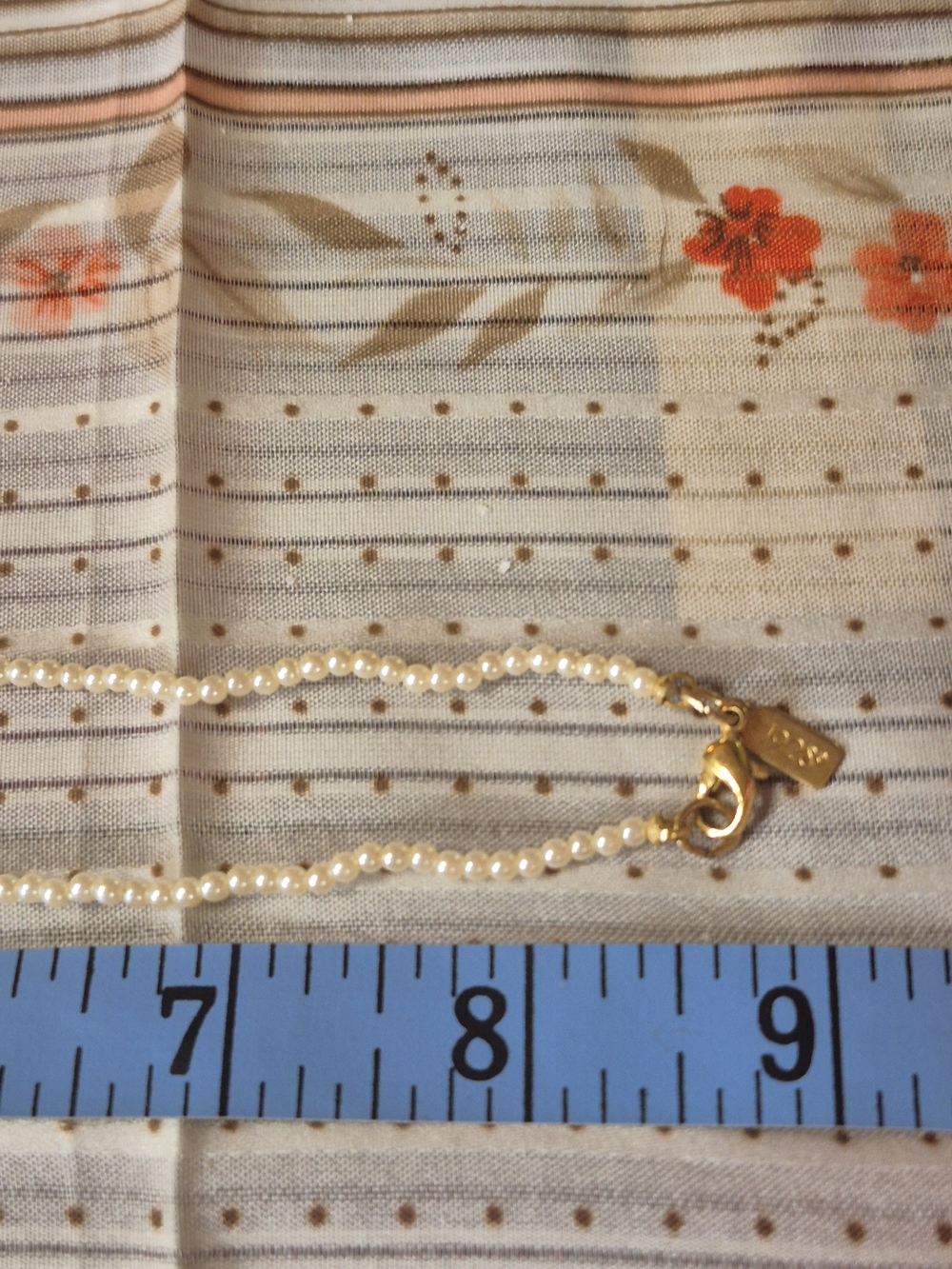 1928 Gold-Tone Pearl Necklace with Pink Rose and Pearl Drop - Picture 5 of 7